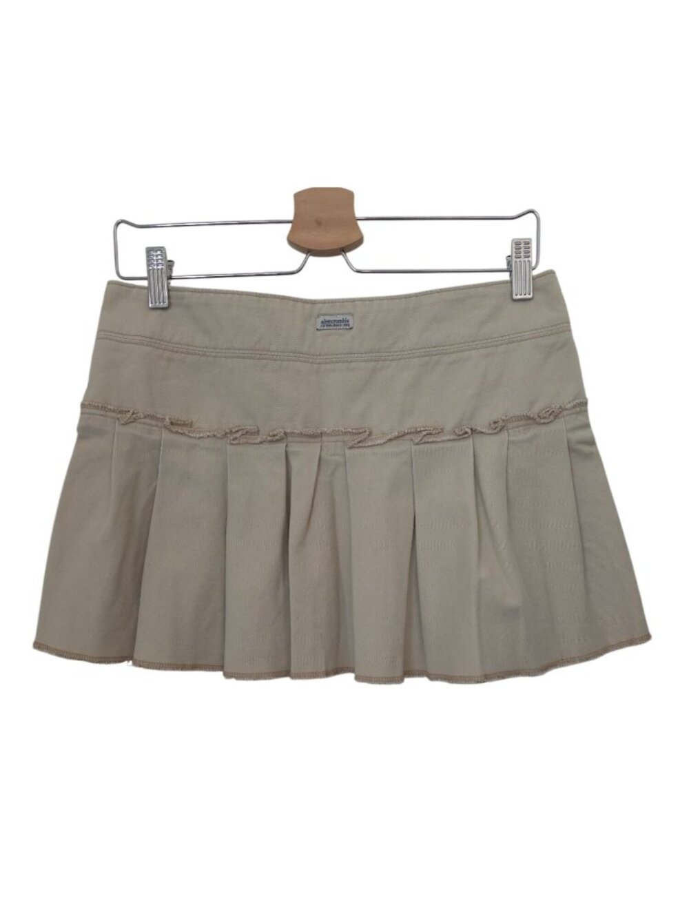 Y2K Abercrombie & Fitch Khaki 100% Cotton Pleated Mini Skirt Juniors Sz 14 - Picture 2 of 6